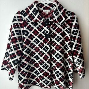 Elegant Business Casual Black and Red Plaid Mini Cape